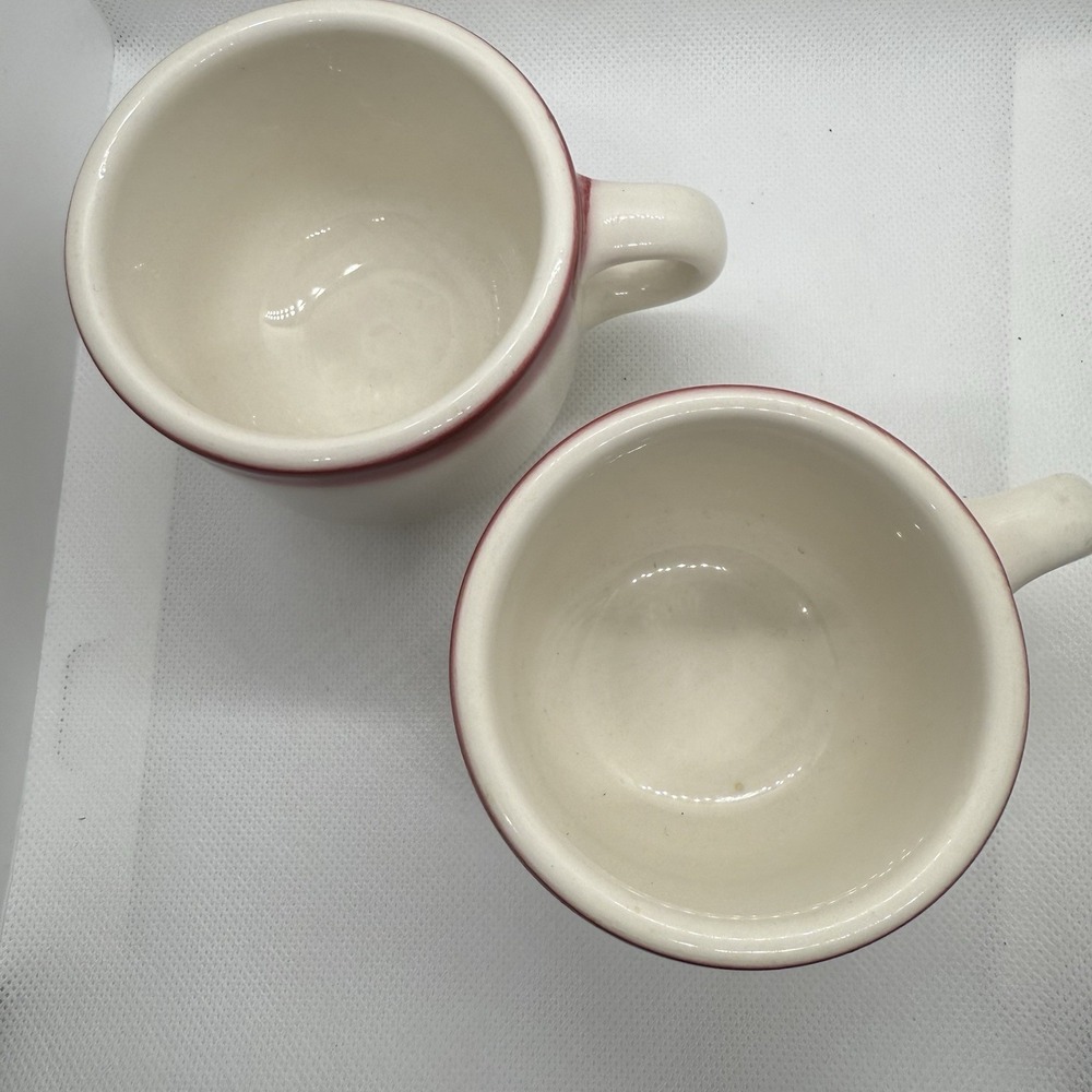 2 Vintage Homer Laughlin USA Heavy Restaurant Ware Coffee Diner Mug China Red - Picture 3 of 5
